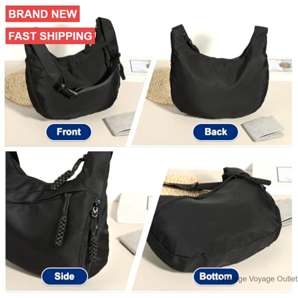 Lightweight Nylon Crossbody Bag, Adjustable Strap, 3 Compartments, Travel Purse - Picture 7 of 7